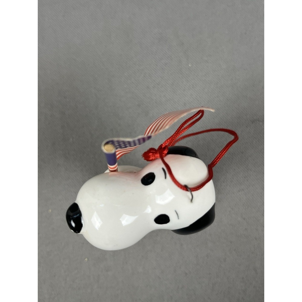 Vintage Peanuts Snoopy USA‎ Flag Ceramic Ornament Patriotic Syndicate Christmas - Picture 8 of 12
